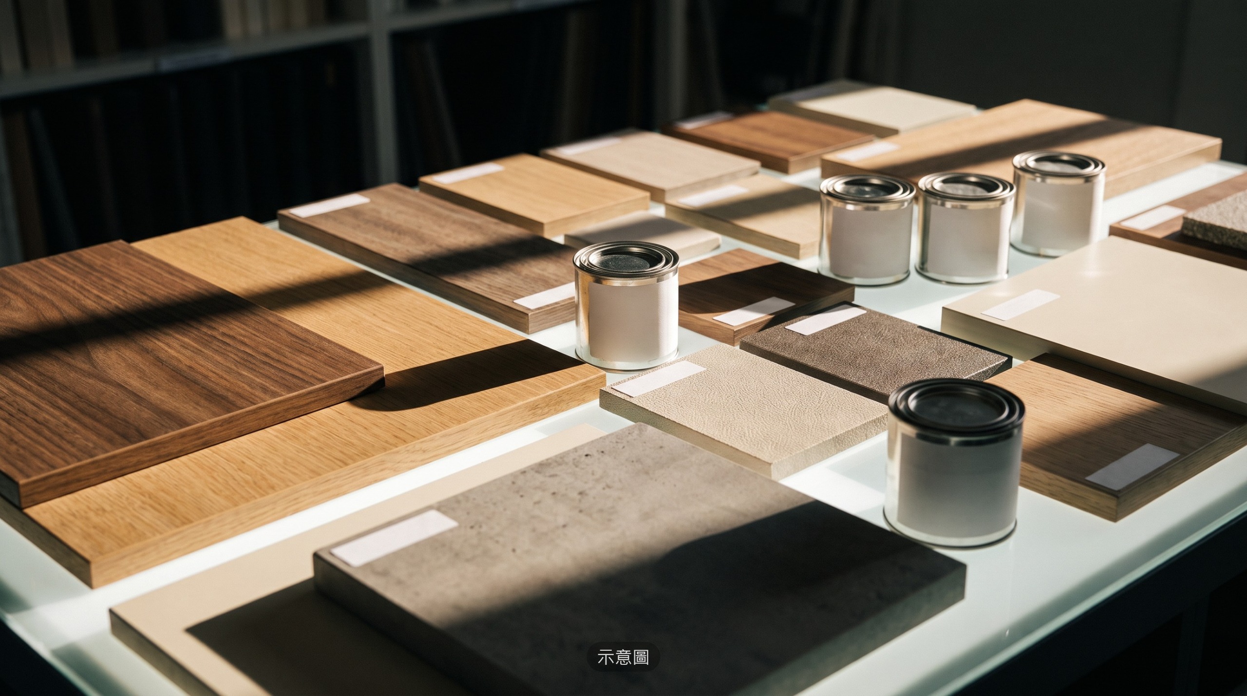 板材與塗料樣品（示意圖）
